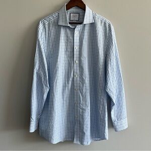 Charles Tyrwhitt Blue Check Dress Shirt Slim Fit Non Iron 17 1/2-35